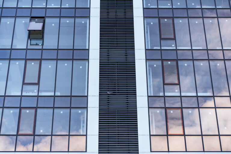 Modern Glass Building Architecture. Modern building, with structural lines